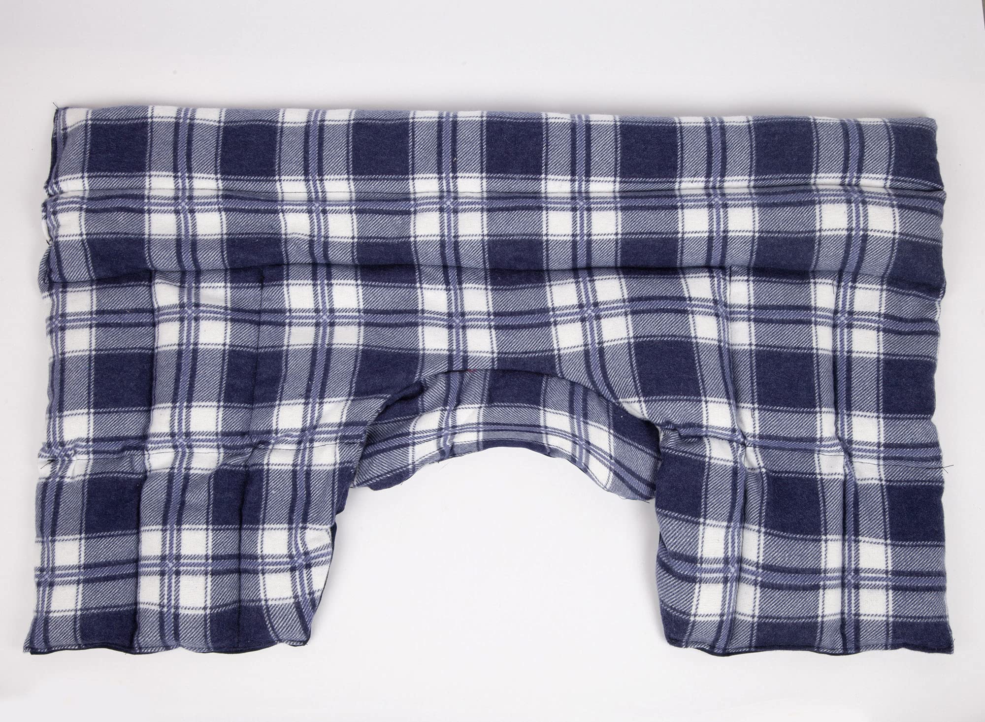 Bio-Dinkelkissen Schulter & Nackenkissen mit Kragen. Nacken Wärmekissen, Körnerkissen - Wärme und Kälte - Kissen mit Bio-Dinkel, Flanell karo-blau