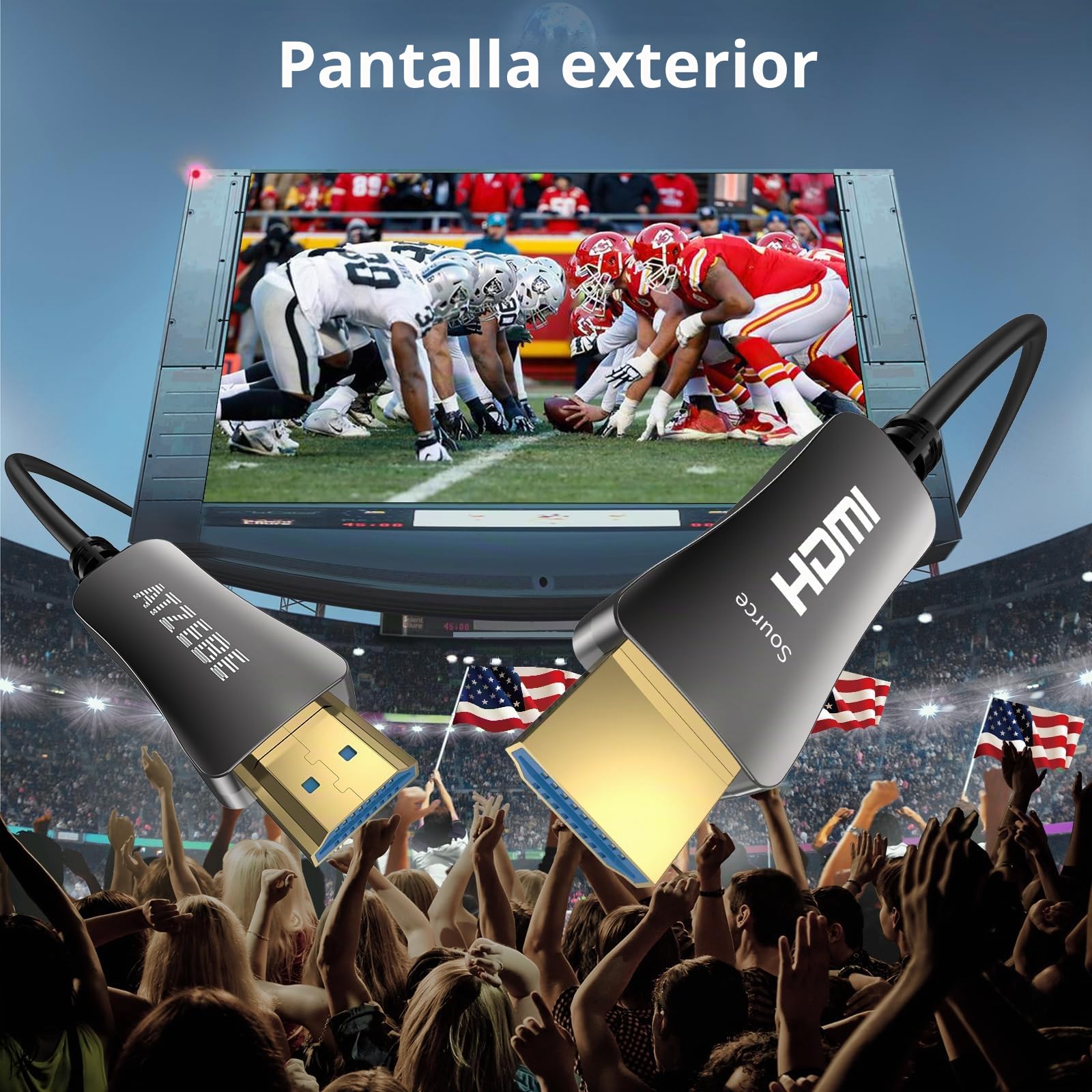 Cable HDMI Fibra Óptica - 15m, Cable HDMI 4k Compatible con UHD 4K@60Hz HDR, YUV 4:4:4 8bit, Alta Velocidad 18Gbps, Ethernet, 3D, ARC, HDCP 2.2