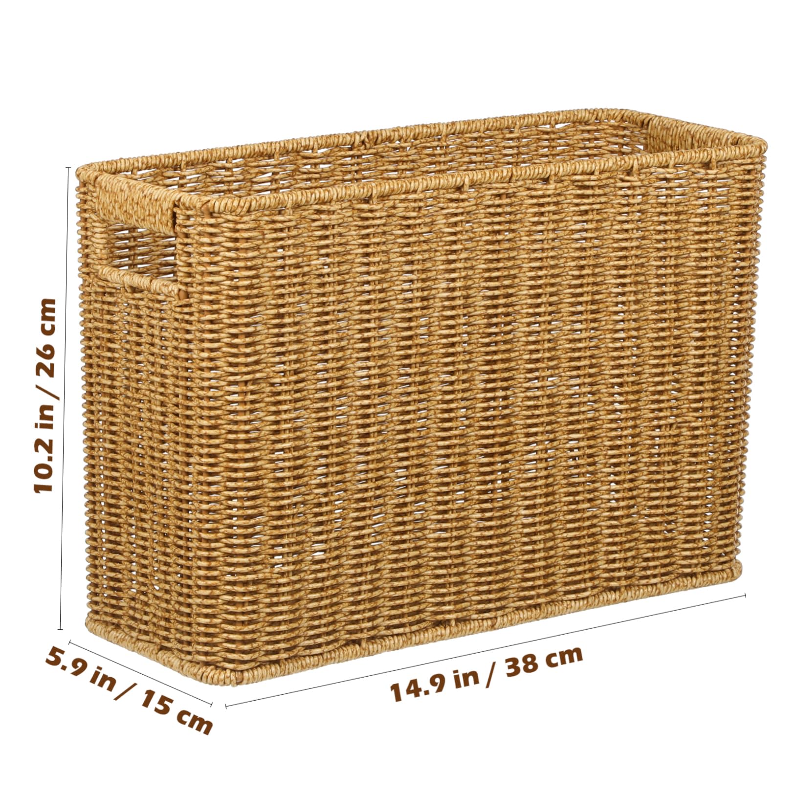 Cabilock Woven Magazine Holder Floor Rattan Basket for Office Woven Storage Basket Desktop Organizing Box