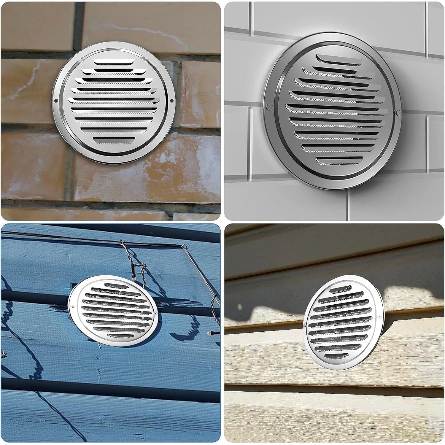 Grilles de Ventilation Ronde Exterieur, 100mm 150mm 200mm Grille d'aération Grille Aération en Acier Inoxydable pour Garage, Cuisine, Salle de Bain(300mm)