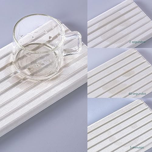 Miniatura 6 de 2 posavasos rectangulares de diatomita absorbentes de agua, diseño ranurado, piedra absorbente de agua utilizada para jabones de manos, plantas