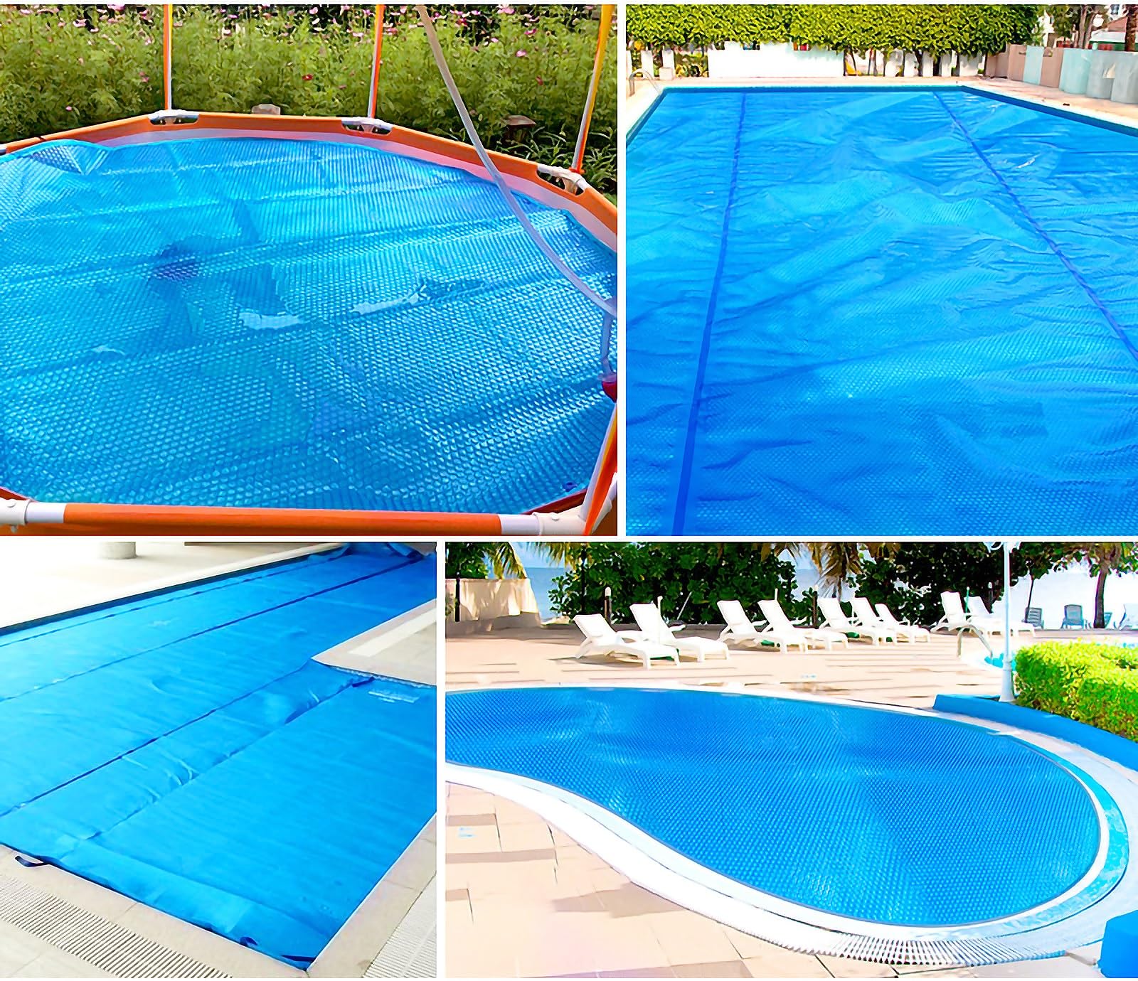Cobertor Solar para Piscina, Manta Solar de Burbujas para Piscinas enterradas y elevadas, Manta térmica de Burbujas