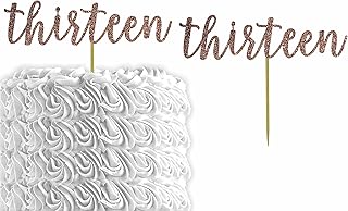 Glitter Number"Thirteen" 13th Birthday Cake Topper | Thirteen Birthday Party Cake Topper | Anniversary Party | Decorations (Brown)