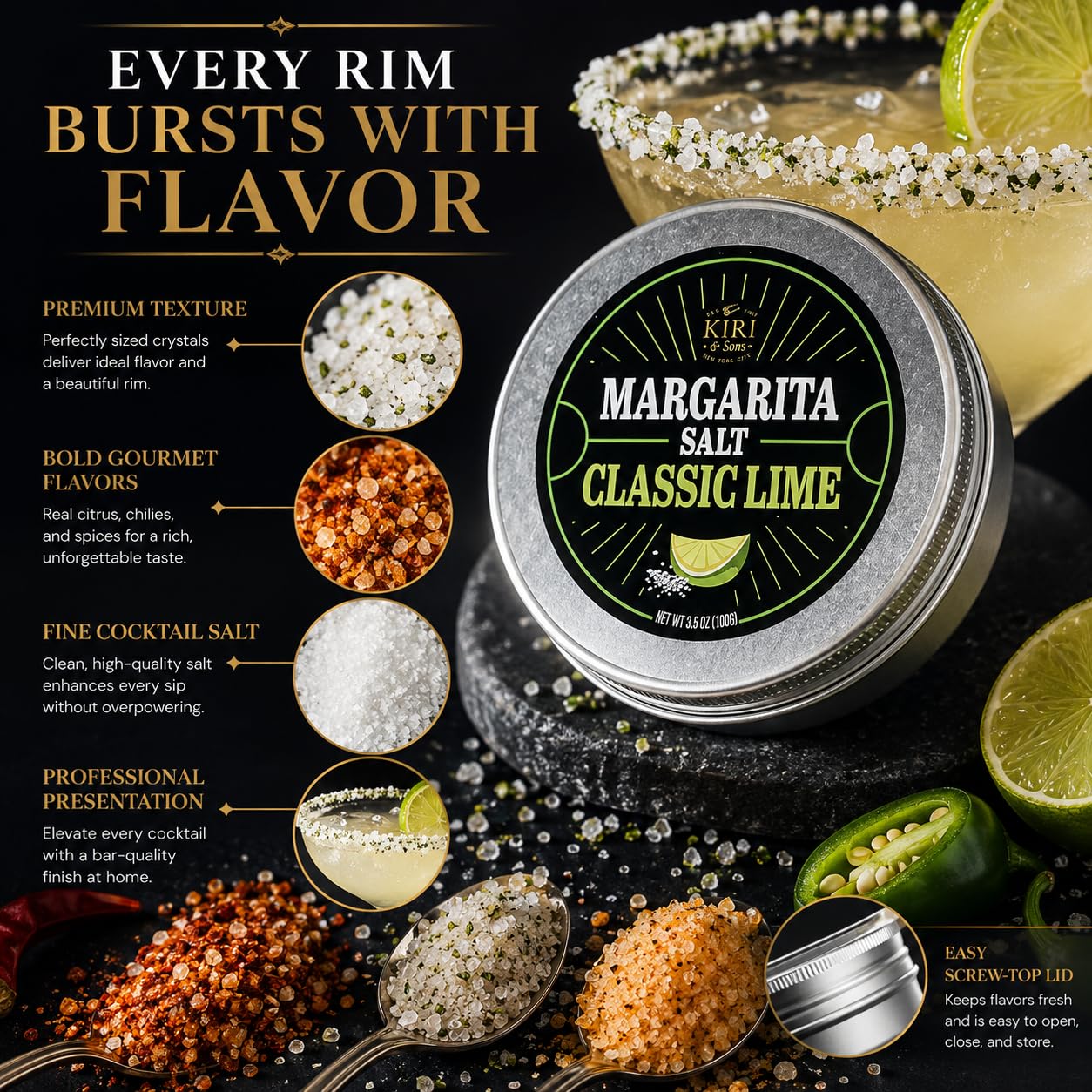 Margarita & Cocktail Salt Rimmers - 5 Pack -5 Margarita & Cocktail Salt Rimmers - 5 Pack -5