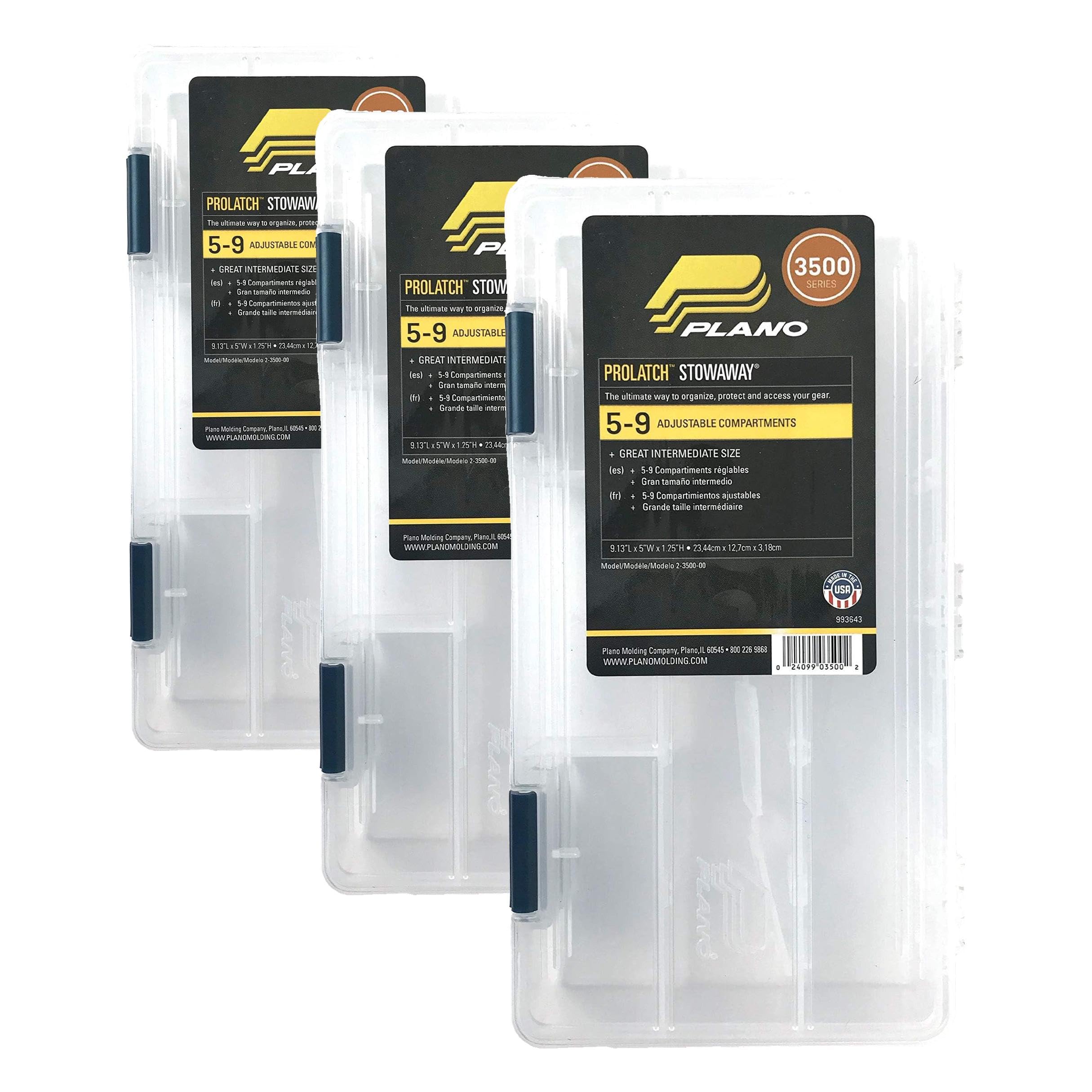 Plano Tackle Boxes,3500 Prolatch Stowaway Tackle Utility Boxes, Fishing-Tackle Storage, blue (Pack of 12)
