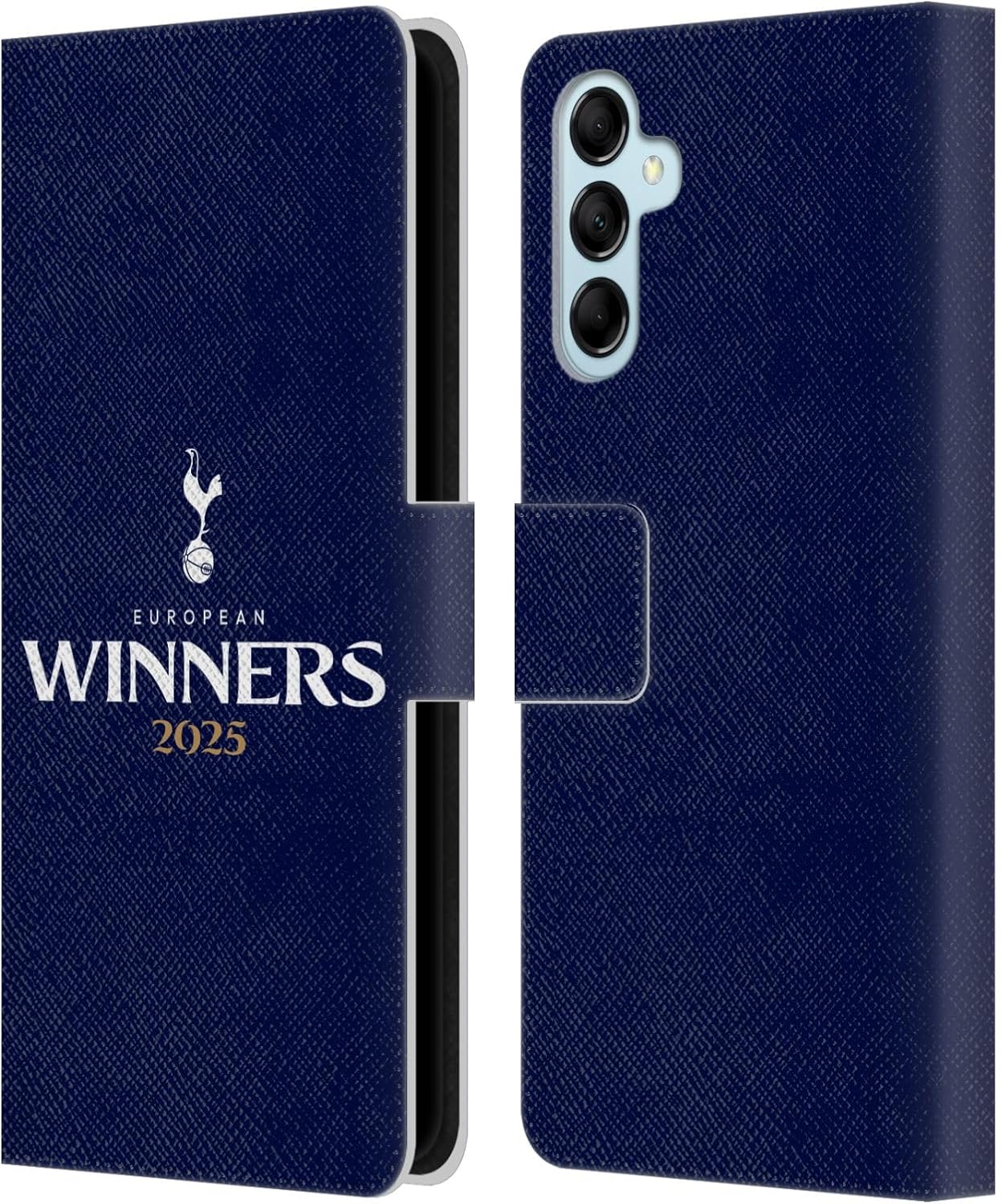 Head Case Designs Officially Licensed Tottenham Hotspur F.C. Blue 2025 European Winners Leather Wallet Case Compatible with Samsung Galaxy M14 5G