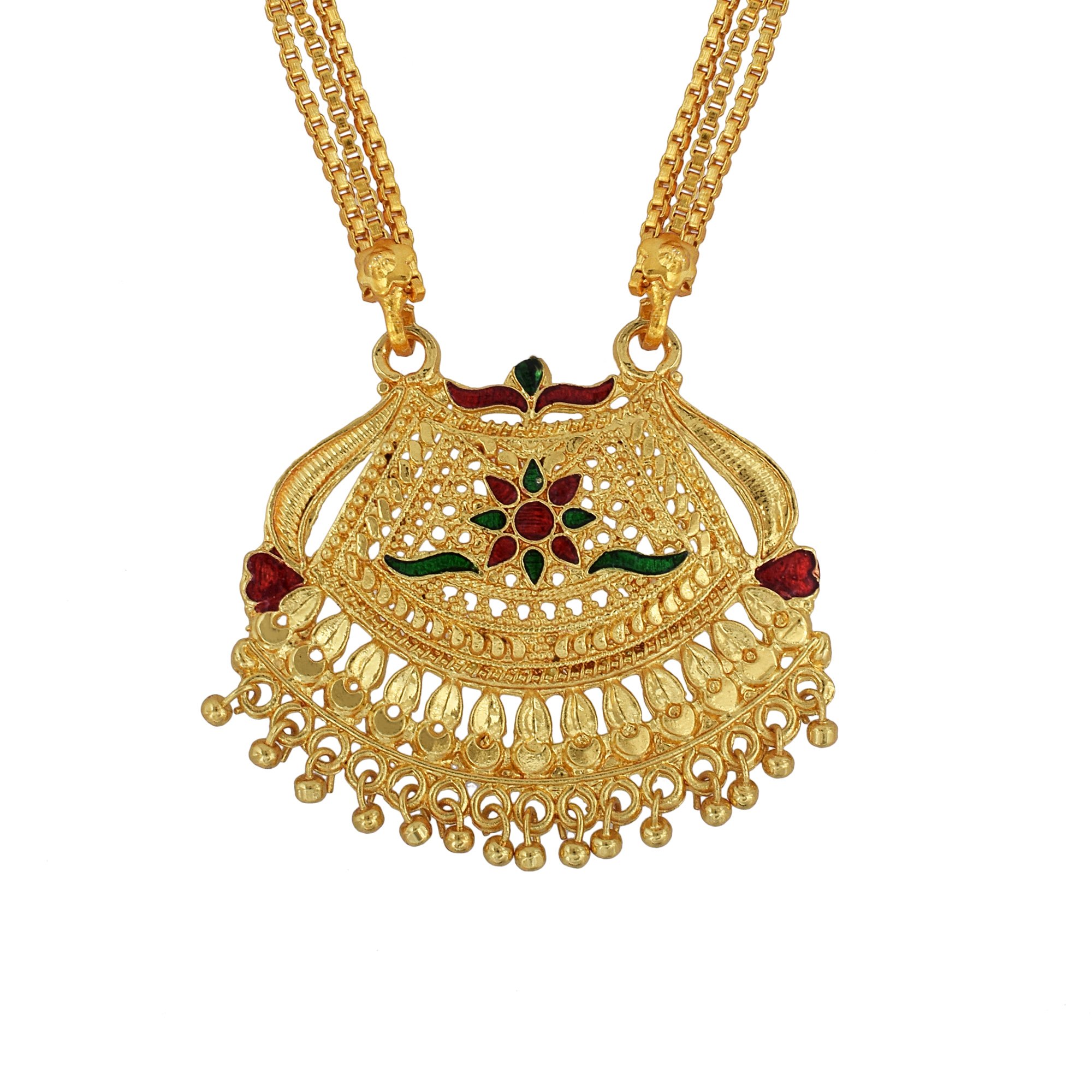 Gold plated stunning handwork, classic design stylishTraditional Mangalsutra Women Ethnic Fashion-image-17