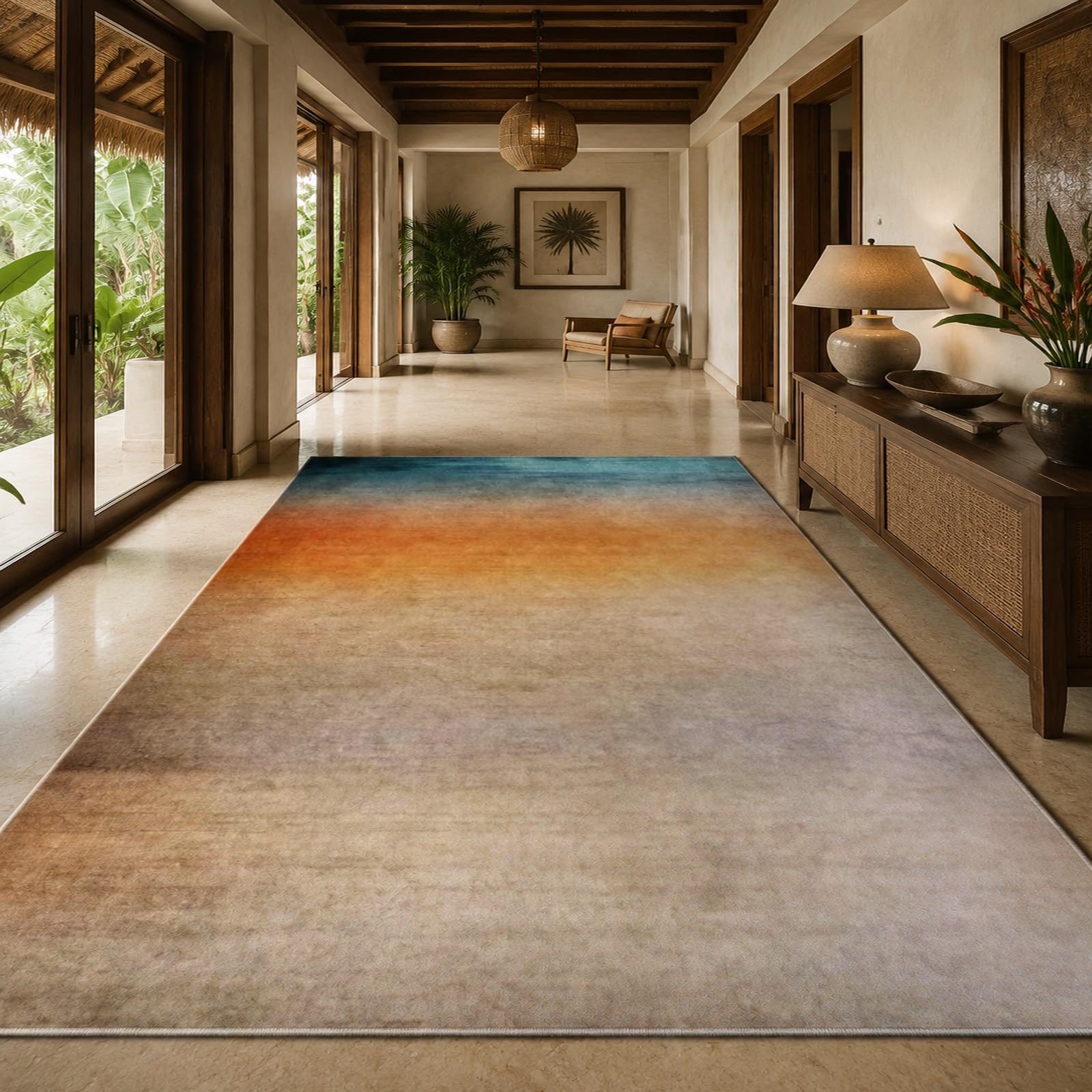 Tapis de salon 200x300 cm abstrait bleu pour réchauffer un sol froid