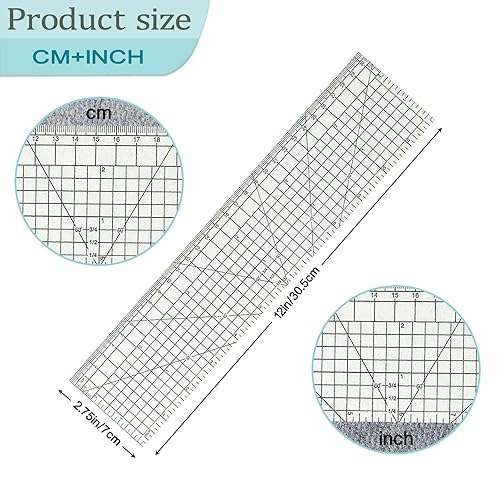 Miniatura 3 de HLZC Versión extendida de 2 piezas de regla de dobladillo caliente para acolchar, regla de prensa caliente, antideslizante, herramienta hecha a mano