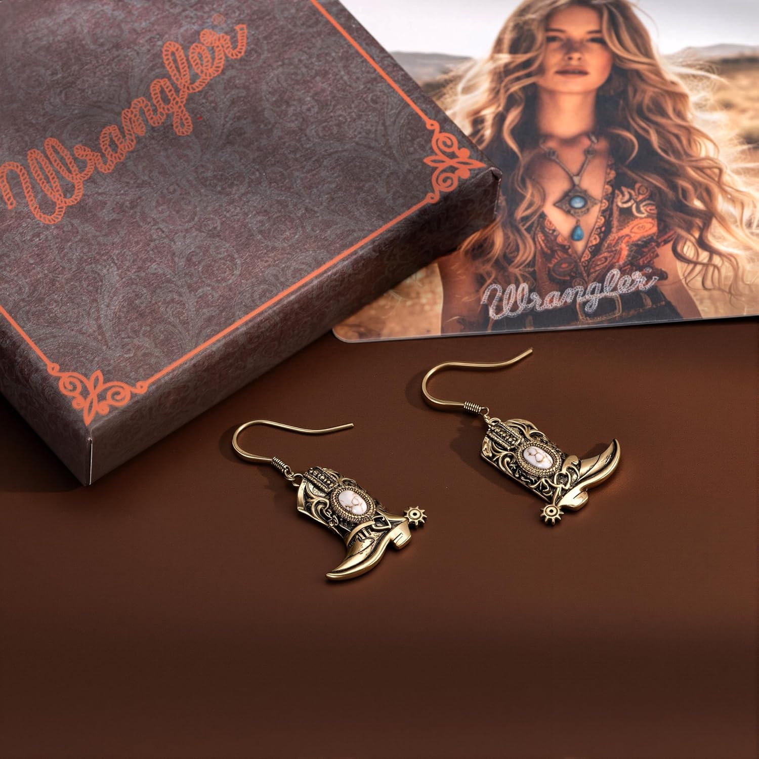 Wrangler Western Boots Horse Dangle Earrings for Women Cowgirl Cowboy Lightweight Retro Country Chocha Jewelry - Image 2