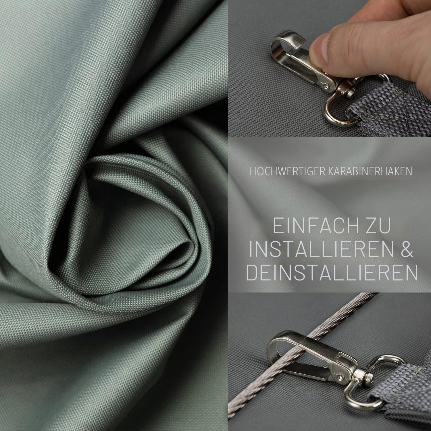 Gardine 300x250 cm Grau - Outdoor Vorhang Wetterfest mit ösen - Langlebige und Wetterfeste Sonnenblende - Gardine mit Stahlseil Set - Vorhänge für Aussenbereich