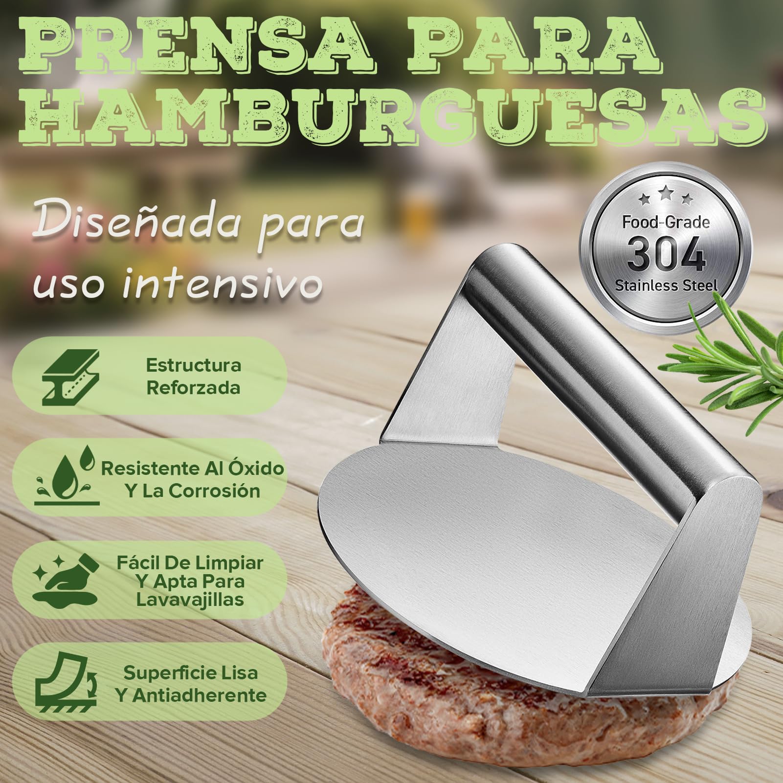 Set Smash Burger de 5 Piezas, Juego de espátulas de Acero Inoxidable para Plancha Teppanyaki, con espátula Ancha, Prensa para Hamburguesas, Campana de cocción espátula de ángulo, Regalo para Hombres