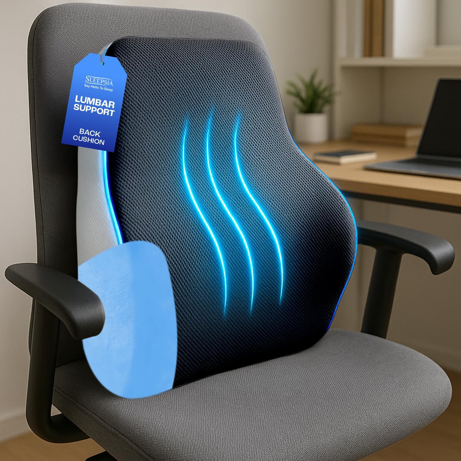 Sleepsia Back Support for Office Chair 1 Year Warranty Lumbar Support for Office Chair, Car Seat Back Support, Memory Foam Pillow (Gel Infused, Black/Grey)-image-48