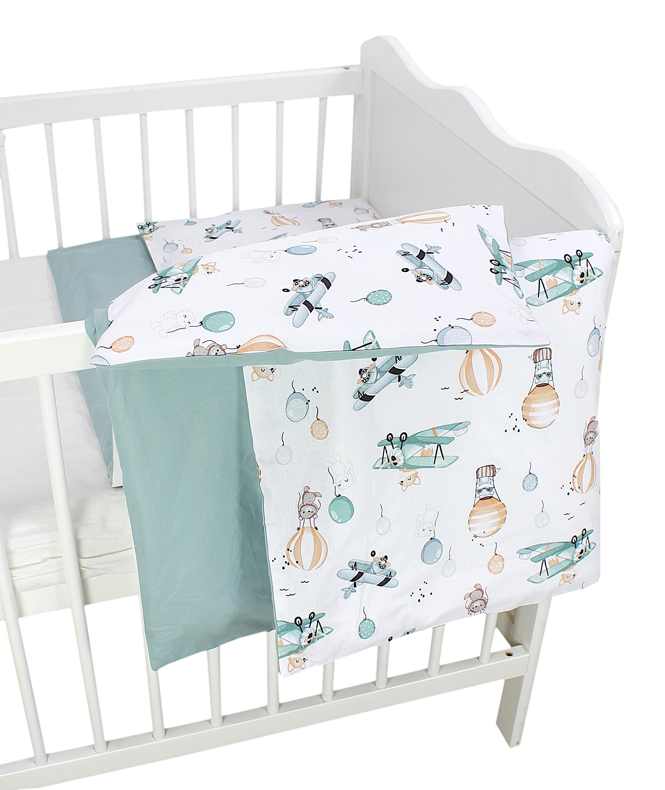 TupTam Juego de Ropa de Cama para Niños, de 2 Piezas., Zorros en el avión/Verde, 120x90 cm — view 5