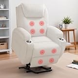 Power Lift Recliner Chair Electric Lift Recliner for Elderly Power Lift Recliner Chair with Cup Holders Side Pockets for Living Room &lpar;Corduroy&comma; Beige&rpar;