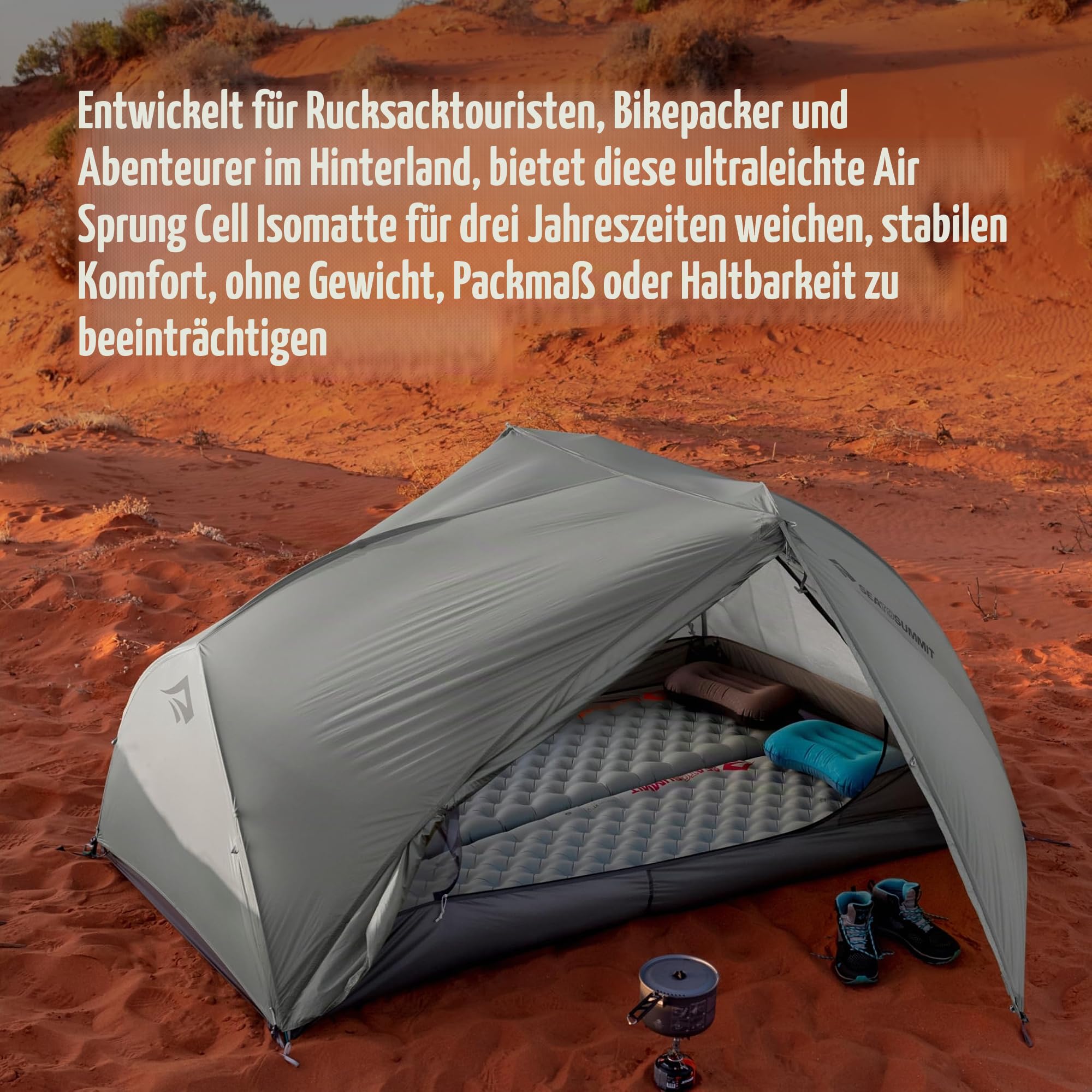 Sea to Summit – Ether Light XR Thermo Luftmatratze Large – ThermalCore Isolierung – Xpress Ventil – Packsack & Pillow Lock System – Ultrakompakt – 3 Jahreszeiten – Für Backpacking – Grau – 605g