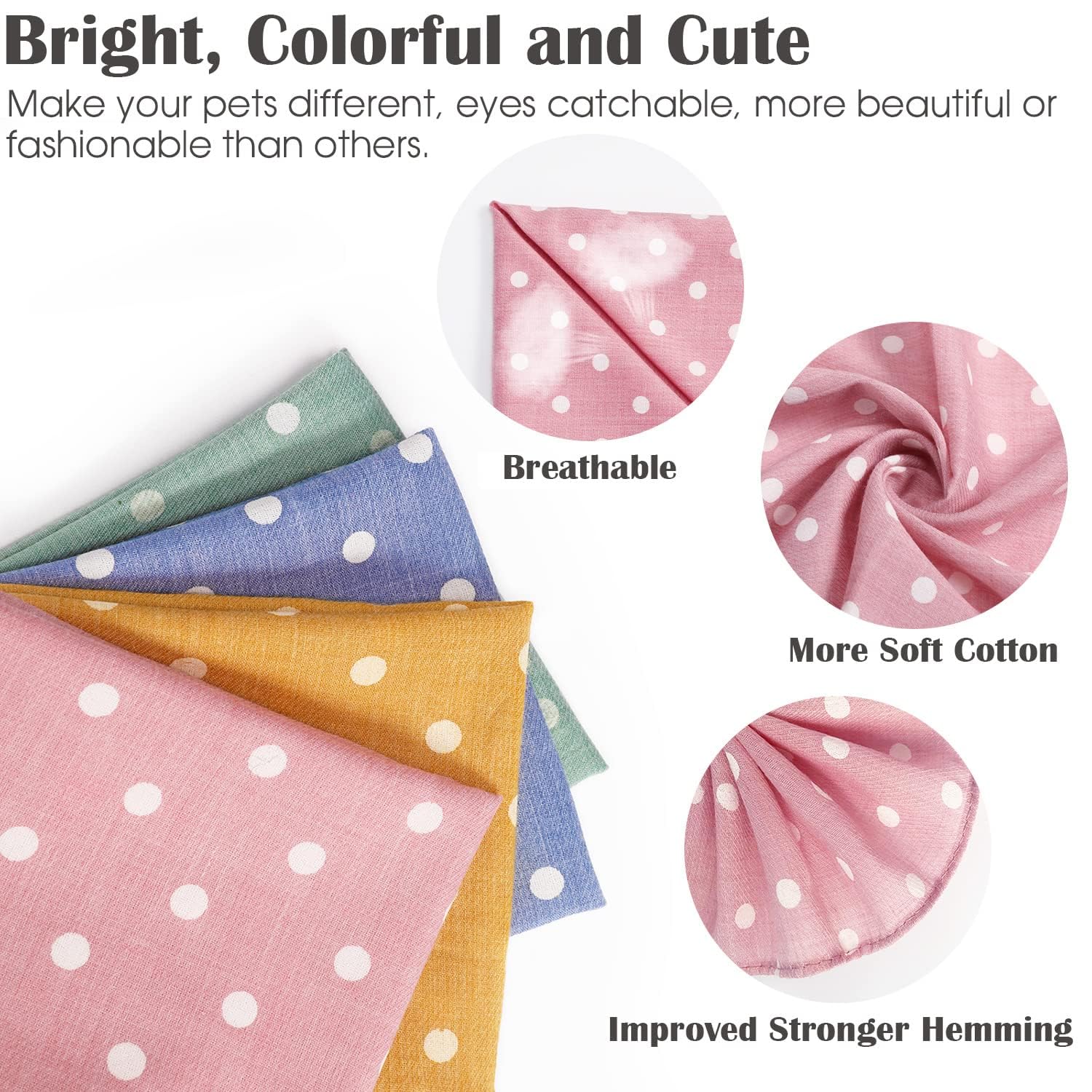 4PCS Dog Bandana for Small Medium Large Dogs Summer Dog Bandana Cat Dog Kerchief Dog Triangle Bibs Scarf Adjustable and Washable Dogs Decoration Accessories for Dog Cats Puppy (Polka dot scarf) - Image 3