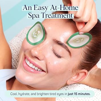 SpaLife Cooling Cucumber Eye Pads | Spa Gifts & Korean Dark Circles & Puffy Eyes Treatment | Nourishing Cucumber Eye Pads | Eye Mask for Puffy Eyes Daily Depuffing Eye Patches | 4 Packs of 12
