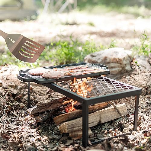 Miniatura 5 de ELK Parrilla plegable portátil para fogata  Rejilla de cocina de acero inoxidable resistente para camping, senderismo y barbacoa  Ideal para