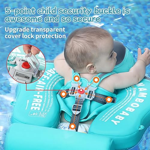 Miniatura 9 de Mambobaby Flotador con Toldo y Cola Nuevo Mejorado Flotador de Piscina No Inflable para Bebé Flotador de Natación Mambo Entrenador de Natación