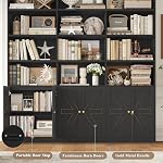 FACBOTALL 75" Triple large bibliothèque, bibliothèque et bibliothèque avec 6 Ferme Portes, 71" Large 6 Tablette de livre Tier avec 18 Étagères de rangement, grandes étagères en bois, grande bibliothèque pour le bureau à domicile, noir