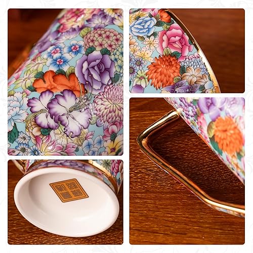 Miniatura 4 de KAMMAK Tazas de café de cerámica de 20 onzas de alto, juego de 2 tazas de té grandes con asa, tazas de té vintage, taza de capuchino para latte,