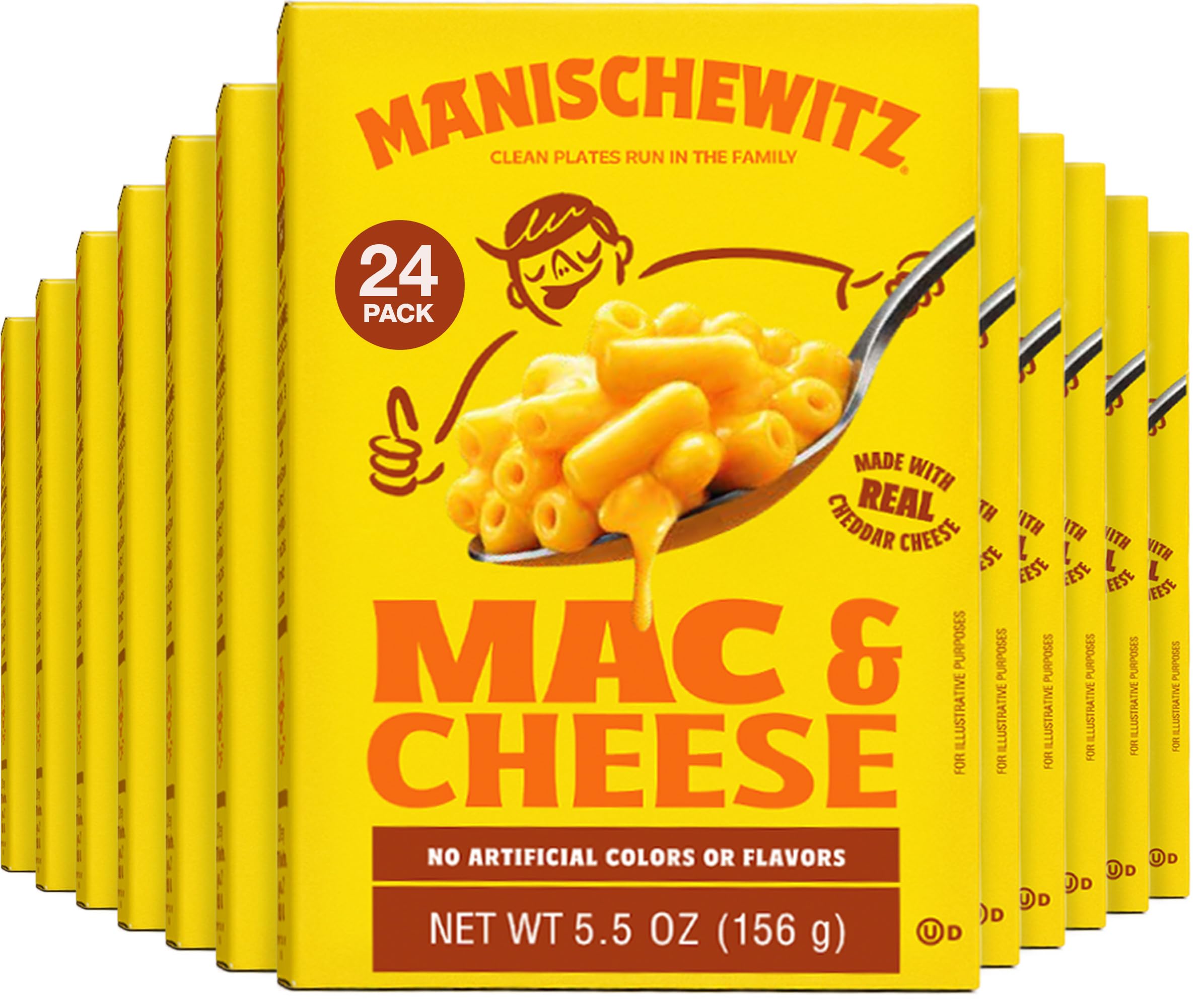 Manischewitz Kosher Mac & Cheese, 5.5oz (24 Pack) Made with Real Cheddar Cheese, No Artificial Colors of Flavors, Certified Kosher