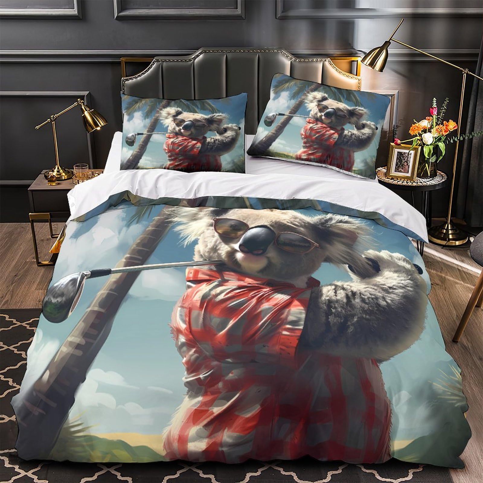 Housse de couette hockey 260x220 parure de lit 3D microfibre respirante pour chambre ado garçon