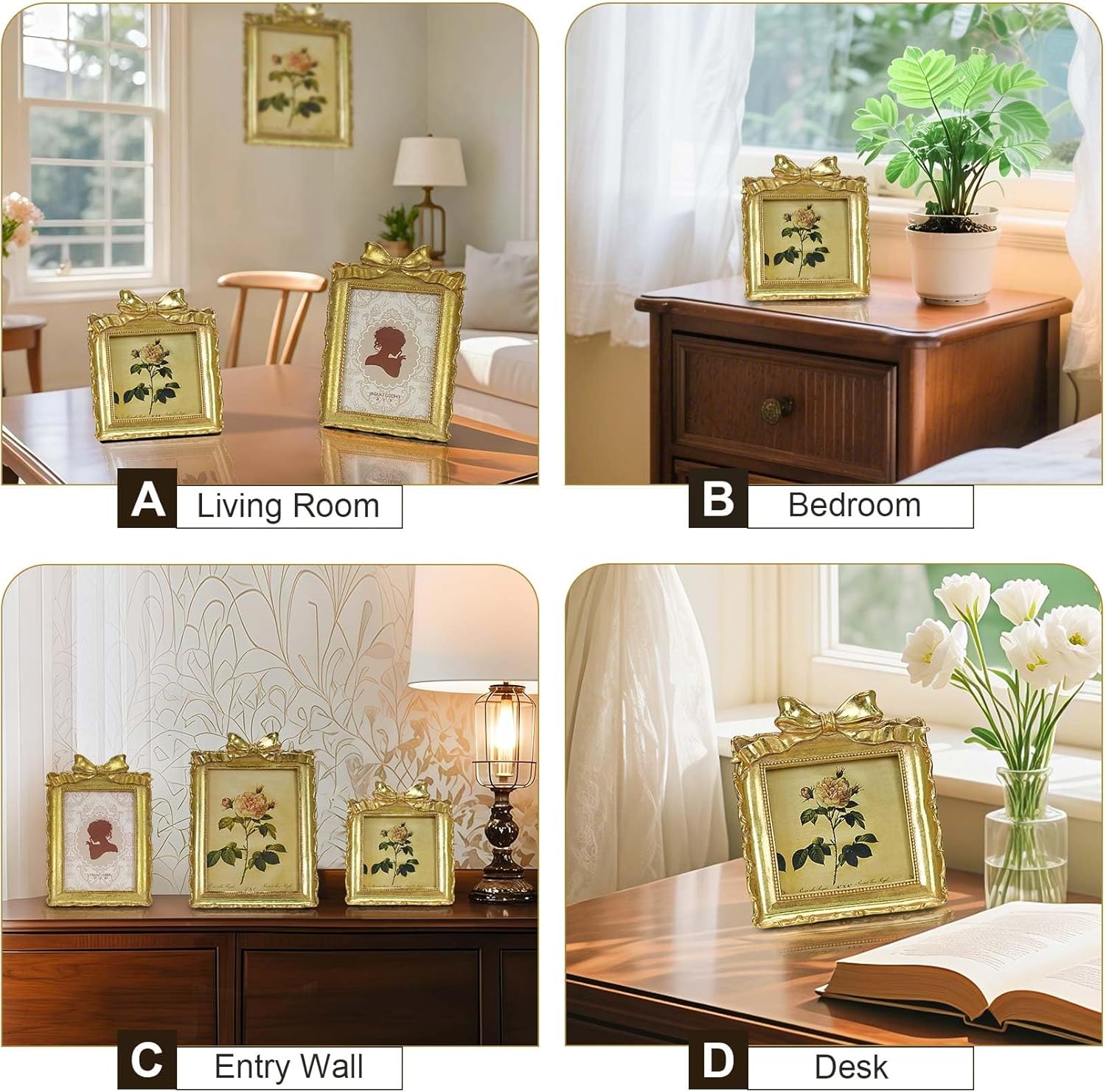 5x7 Vintage Photo Frame, Gold Antique Ornate Picture Frame for Tabletop & Wall Victorian Retro Decorative Home Decor, Baroque Style Display Frame for Photos, Art, and Portraits