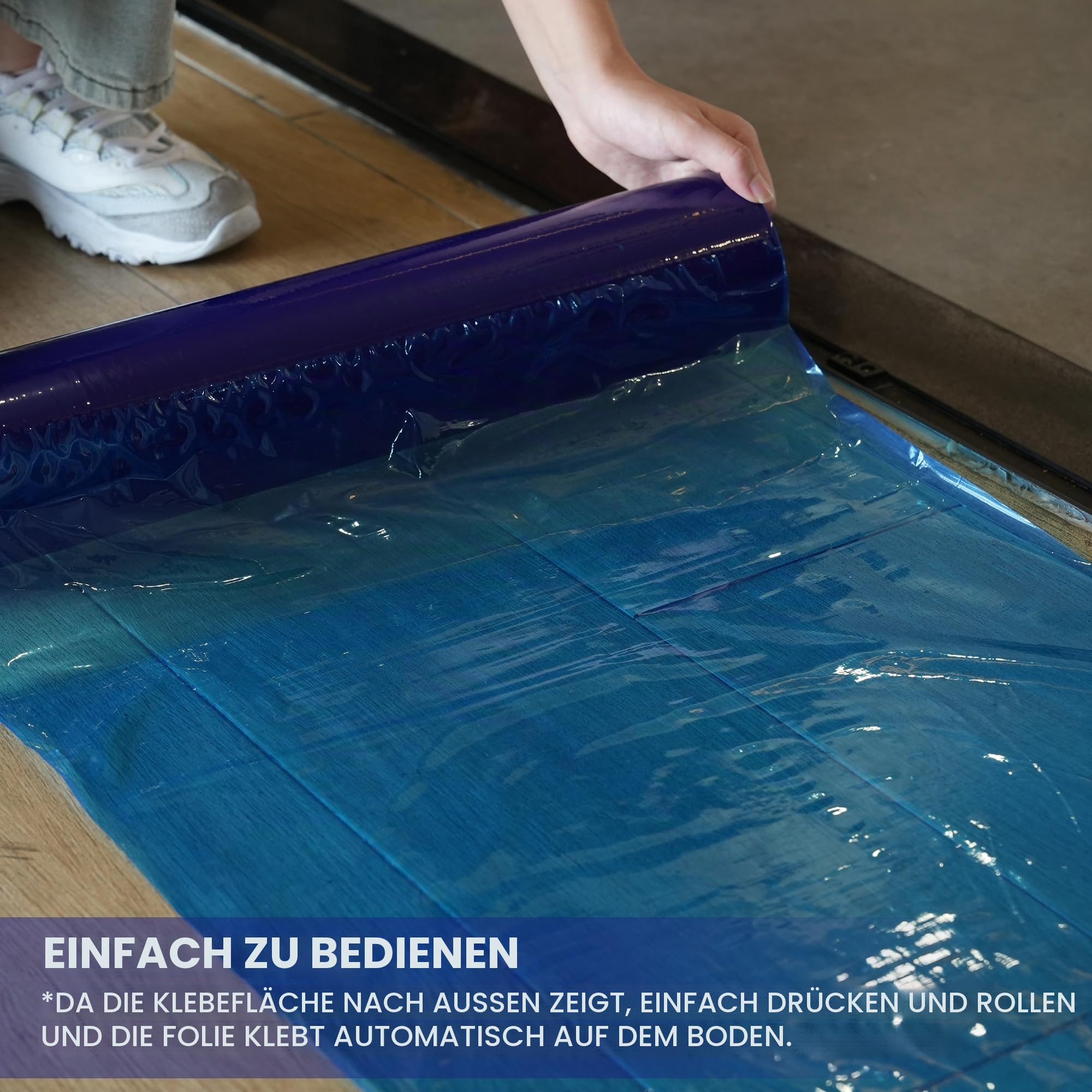 TAPEBARE Boden-Schutzfolie, 60cm x 60m (37㎡): Robuste, selbsthaftende Folie zum Schutz von Bodenbelägen bei Renovierung, Malern, Bauarbeiten & Umzug. Einfach und sauber abziehbar