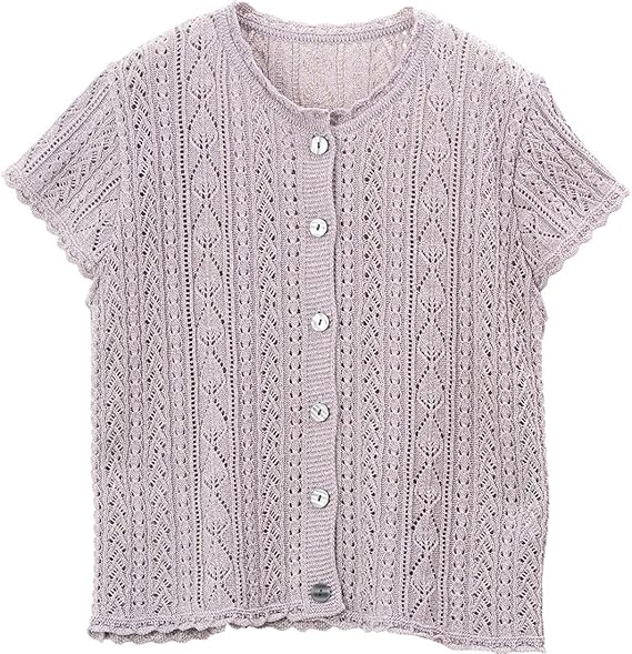 Amazon ココわく シニアファッション レディース 透かしケーブル柄袖付き ベスト M L パープル ベスト 通販