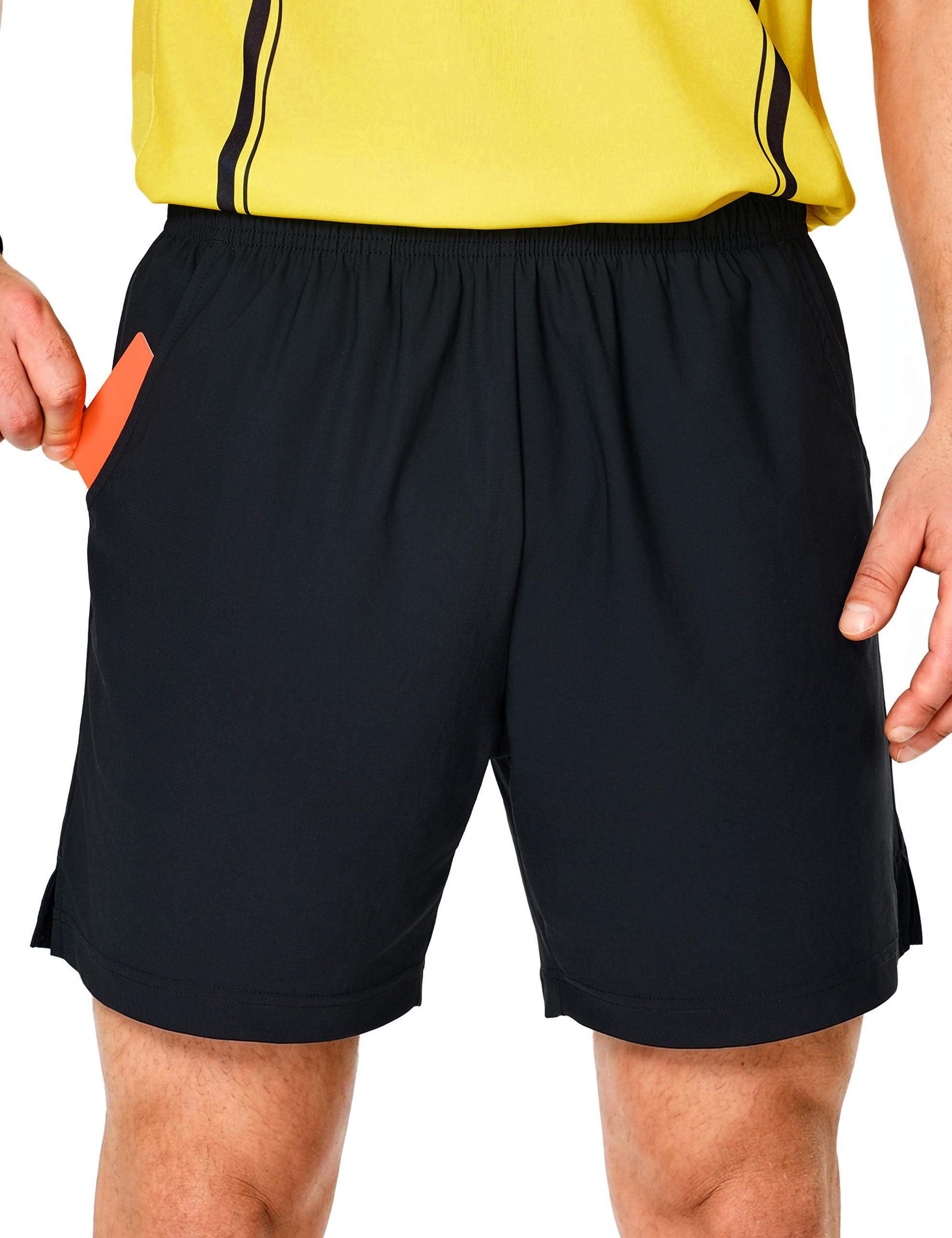 FitsT4 Sports Men's Soccer Referee Shorts Football Basketball Umpire Shorts with Pockets
