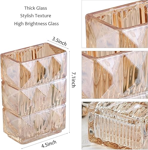 Miniatura 2 de Jarrón de cristal de cristal, cuadrado ámbar grueso, decoración para el hogar, mesa de comedor, sala de estar, centro de mesa, oficina, boda,