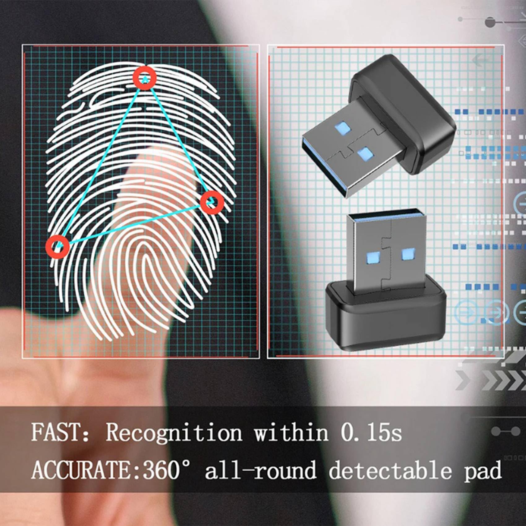 6X Lector de Claves de Dactilares USB Escáner Biométrico de Dactilares U2F Mini Llave de Seguridad Biométrica Antispoofing