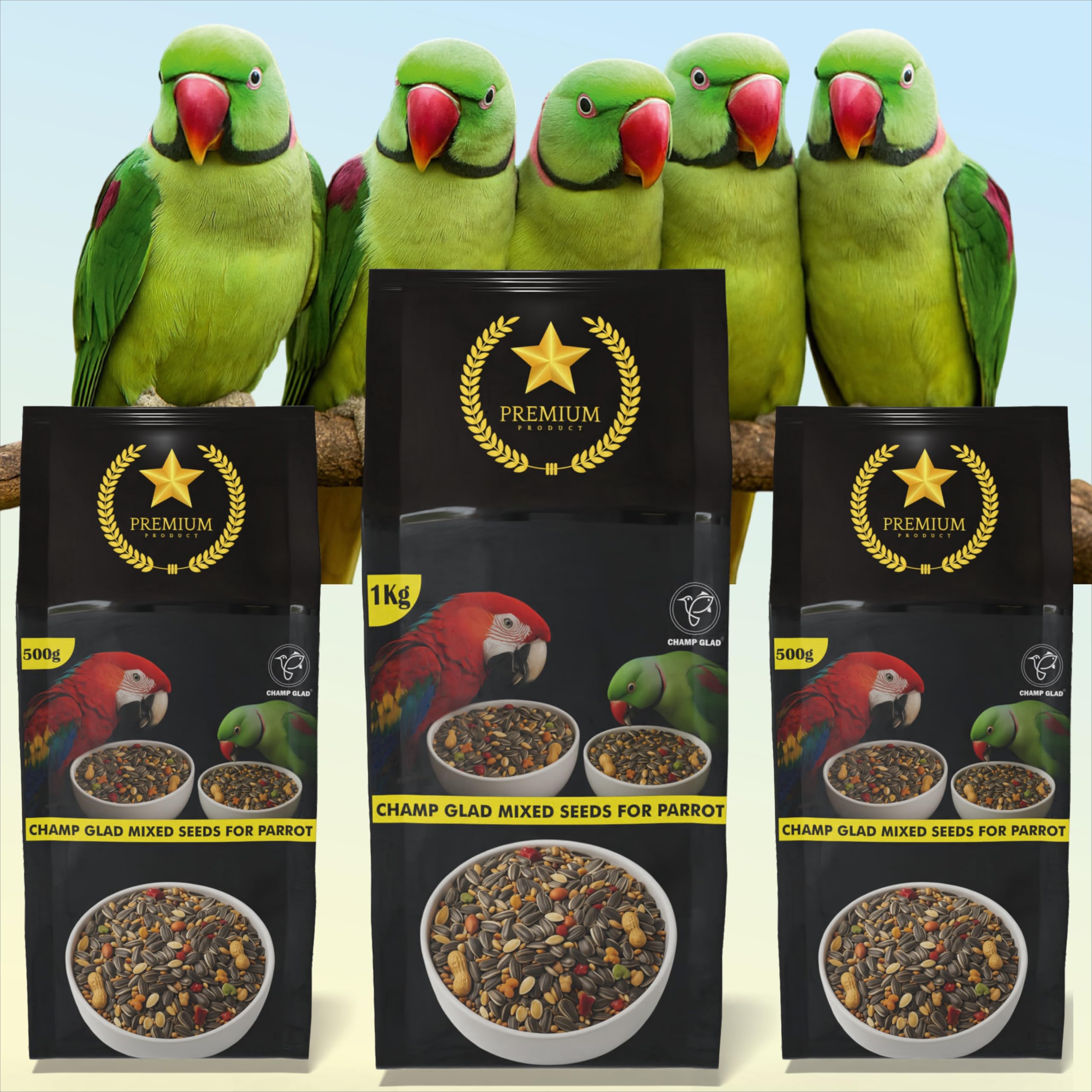 CHAMP GLAD® Premium Parrot Food Mix – Natural Seeds & Grains – Healthy Digestive Blend – Daily Diet for All Parrots (Alexandrine, African Grey, Macaw, etc.) (500g)-image-22