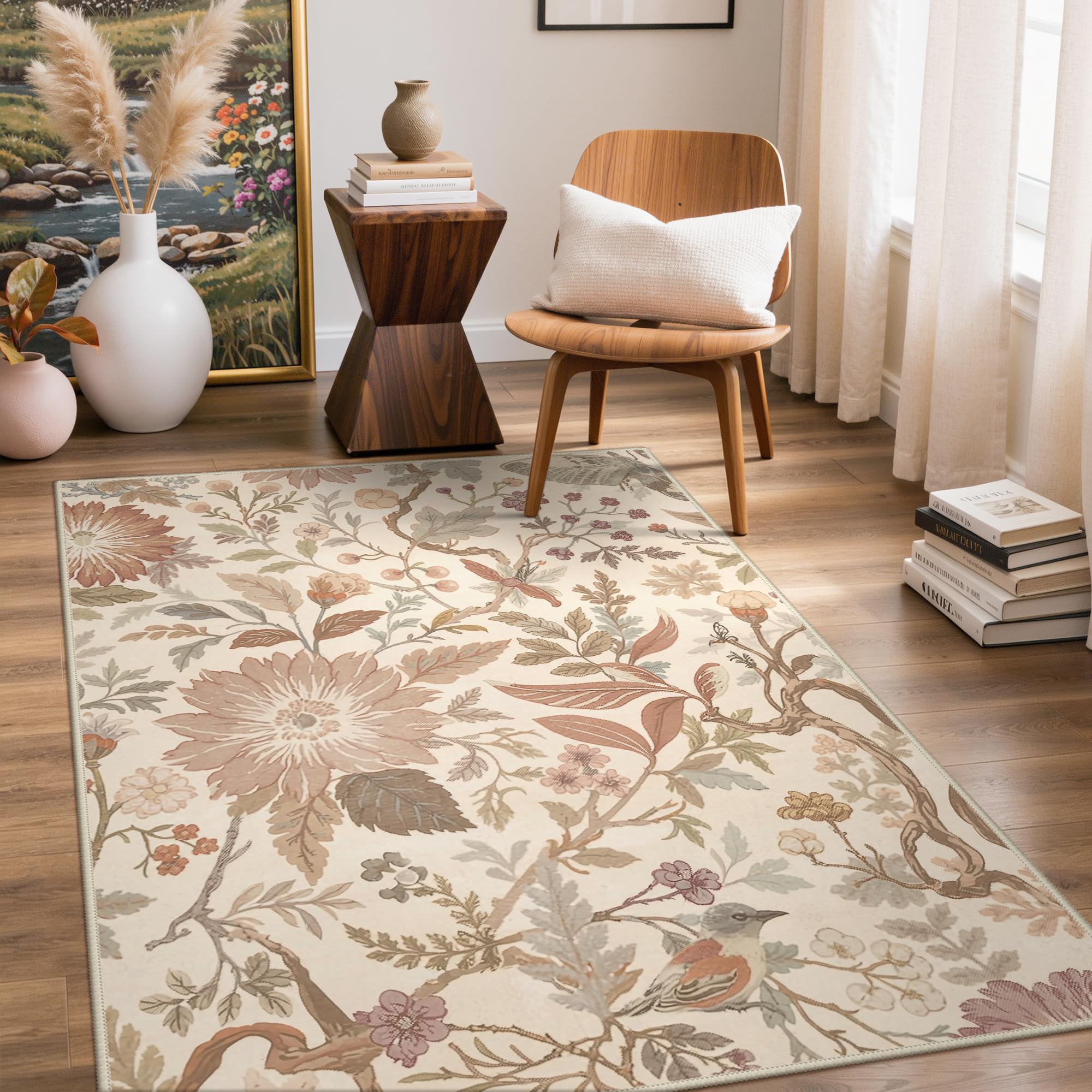 BEIMO Washable Rug 120x170cm Floral Botanical Non-Slip Carpet — image 1