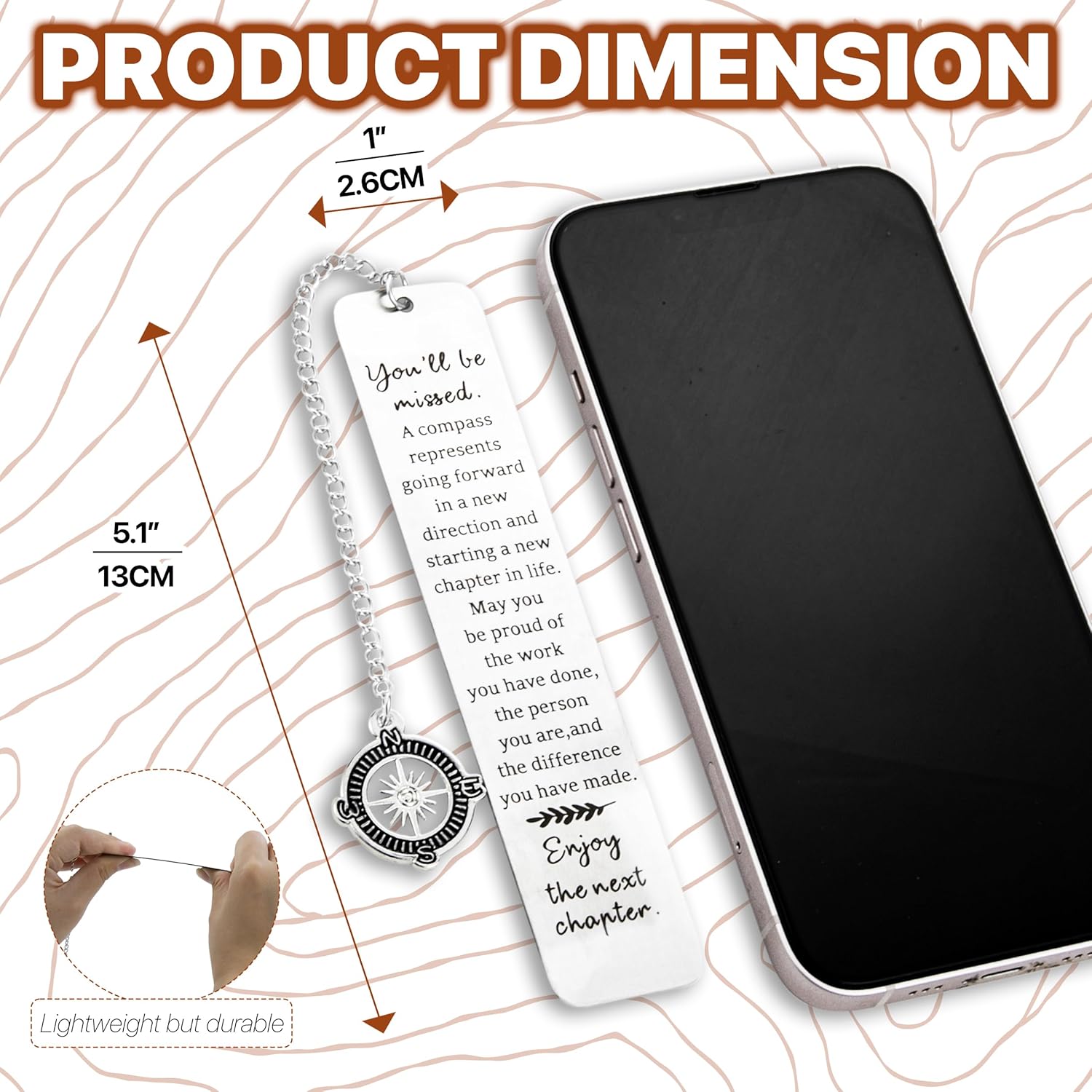 Metal Bookmark - Coworker Leaving Gifts for Women Men, Going Away Farewell Goodbye Gifts for Coworkers, You Will Be Missed Compass Bookmark, Retirement Gift for Boss Teacher Nurse Friend Coworker - Image 2