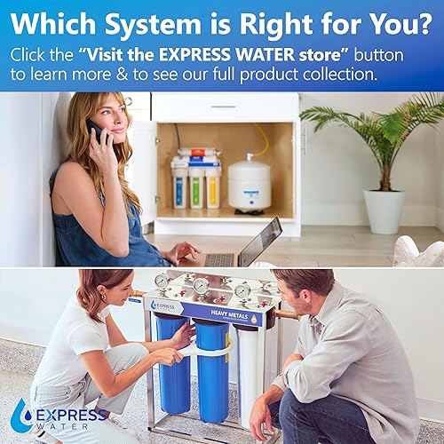 Miniatura 6 de Express Water Sistema de filtro de agua para toda la casa, sistema de filtración de agua de 3 etapas con filtros de sedimentos, GAC y carbono,