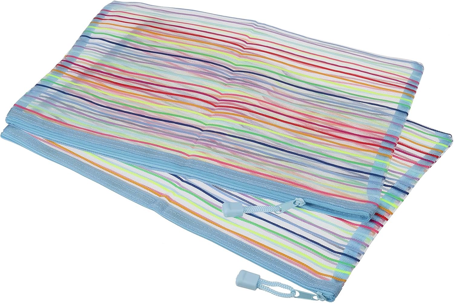 MECCANIXITY Mesh Zipper Pouches, A4 Colorful Pencil Case Document File Bags Storage Organizer for Office Supply Travel Accessory, Sky Blue Pack of 6