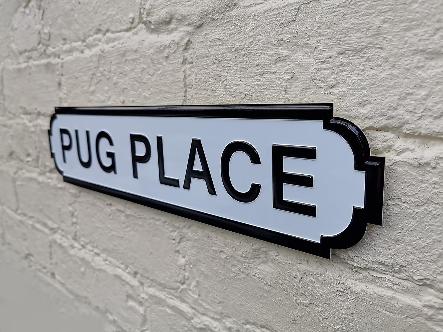 Soul Unique Pug Place Vintage Style Metal Street Sign 44x10cm With Hangers. 3D. Gift for Pug Dog Lovers. Waterproof - Image 4
