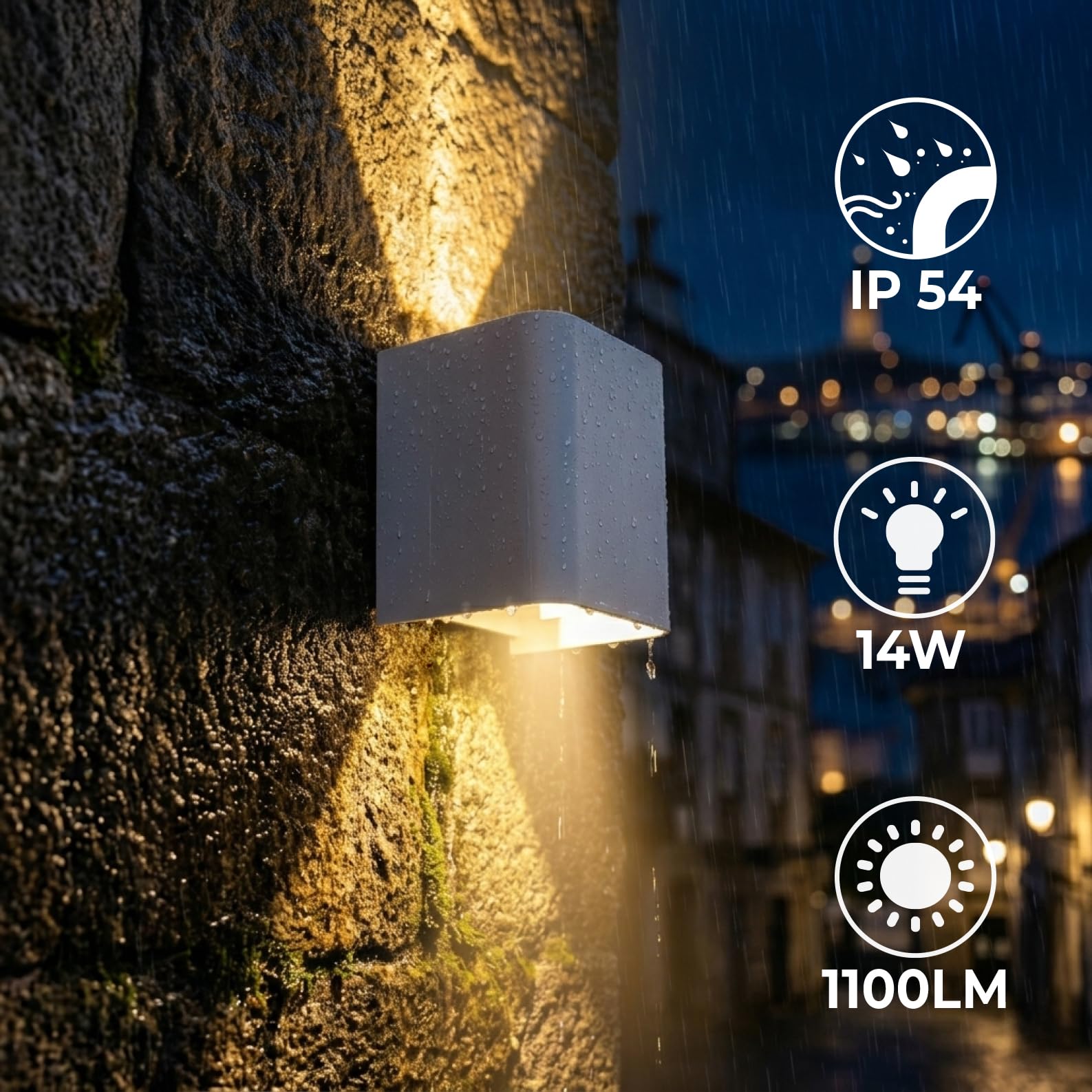 LED ATOMANT 4x Aplique LED Pared Cubo Blanco 14W Color Luz Calida IP54
