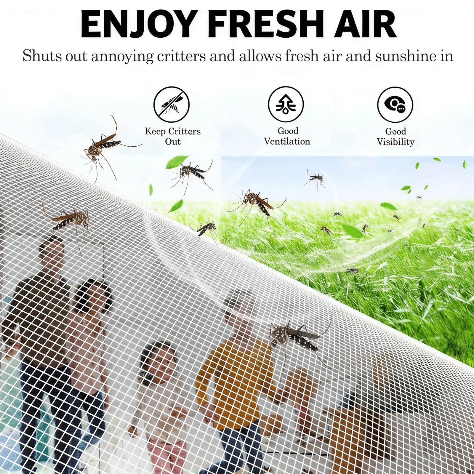 Fliegengitter Tür Magnet 220 x 400 cm Reißfest Wetterfest Langlebig 4Cm Klebeband Oben Insektenschutzvorhang für Kellertür Terrassentür Wintergarten, Schwarz