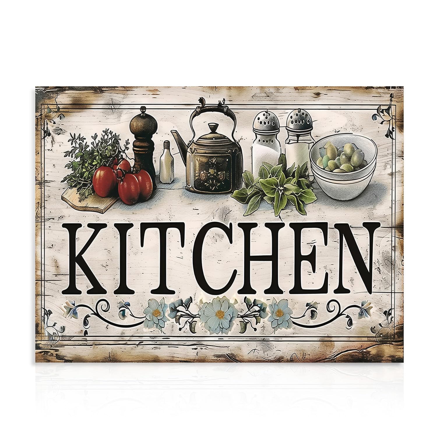 Dazzlewall Rustic Farmhouse Style Kitchen Wall Art,Vintage Aesthetics Vegetables and Kitchenware Art Prints for Kitchen Dining Room Decor 12x16 in Unframed