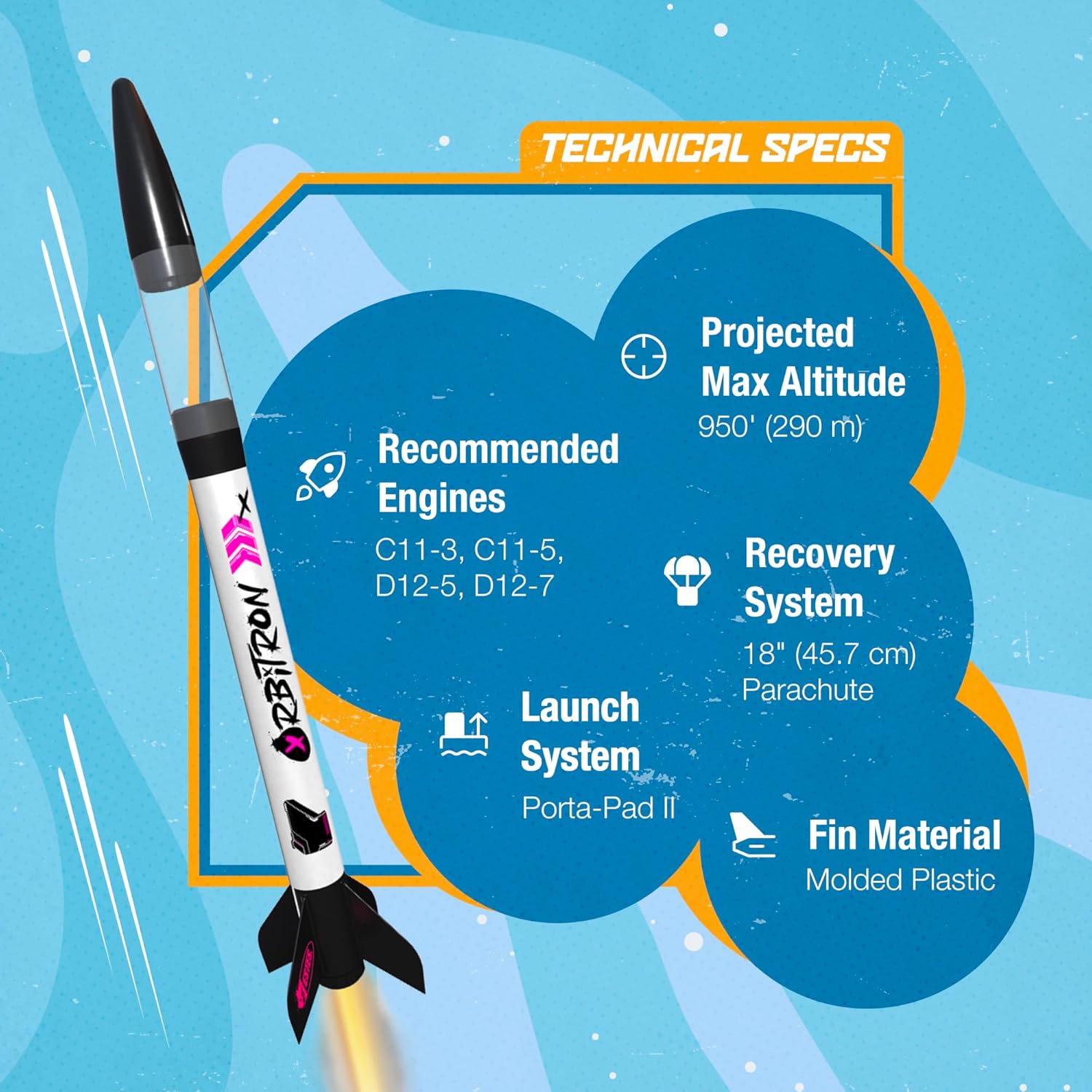 Estes 7002 Orbitron Rocket-Building Kit, Beginner Flying-Rocket Model Kit for Ages 10+