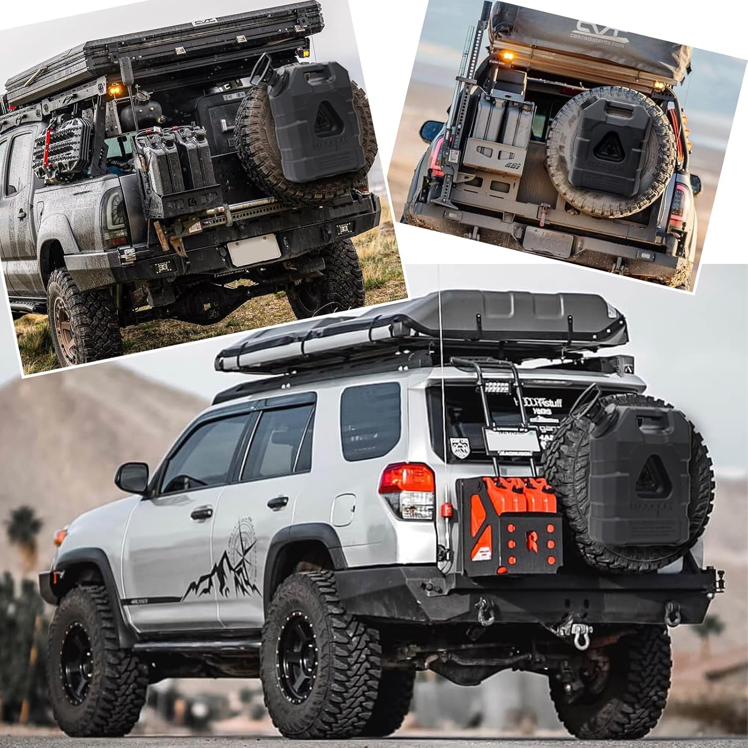 5.5 Gallon Pressurized Water Tank with Hose Sprayer Bracket for Off Road Vehicle Emergency Water Storage Container for Camping Shower, Rinsing Overlanding Gear, Black