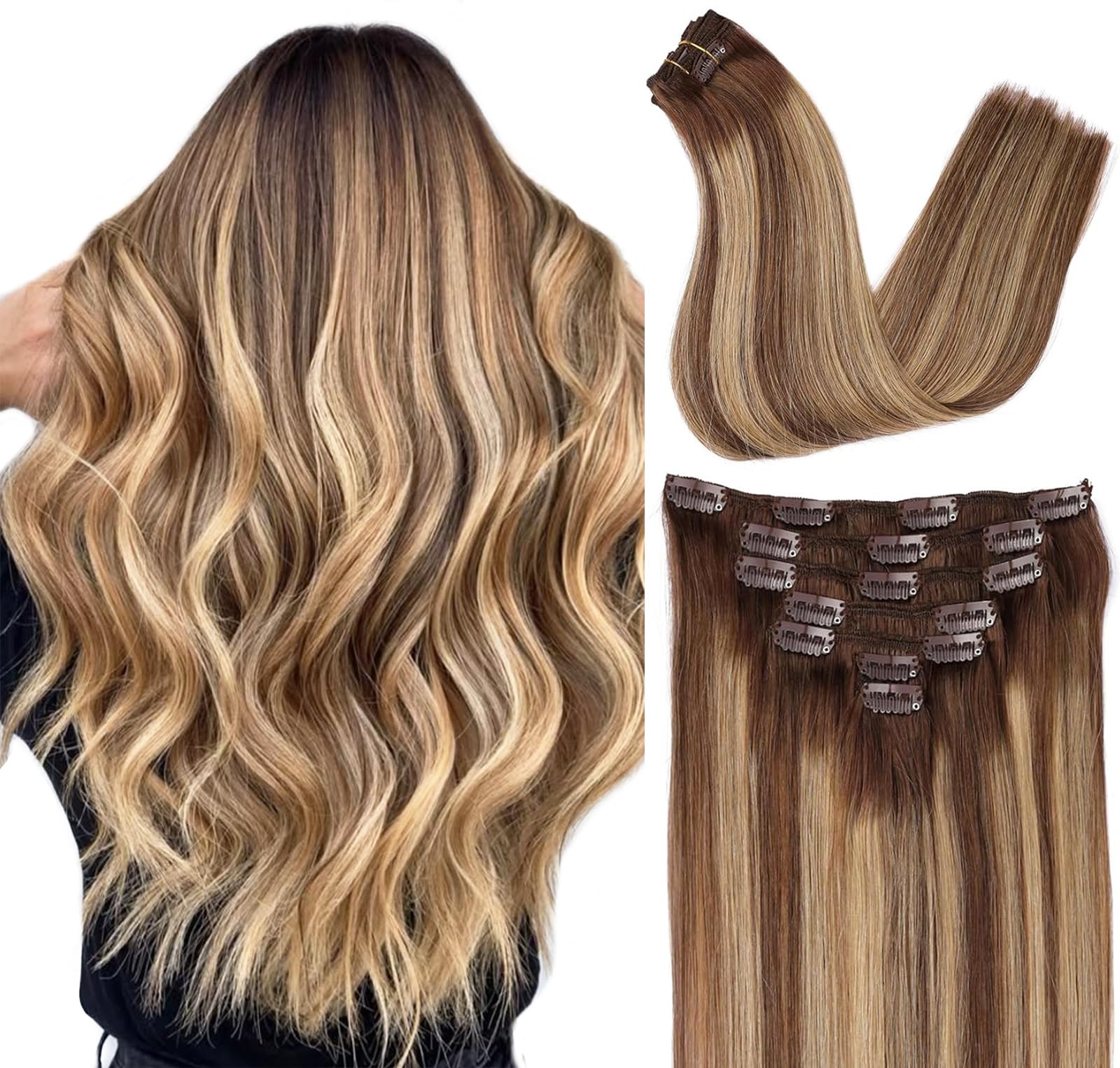 ORIGEN Clip in Hair Extensions Real Remy Human Hair 18 Inches