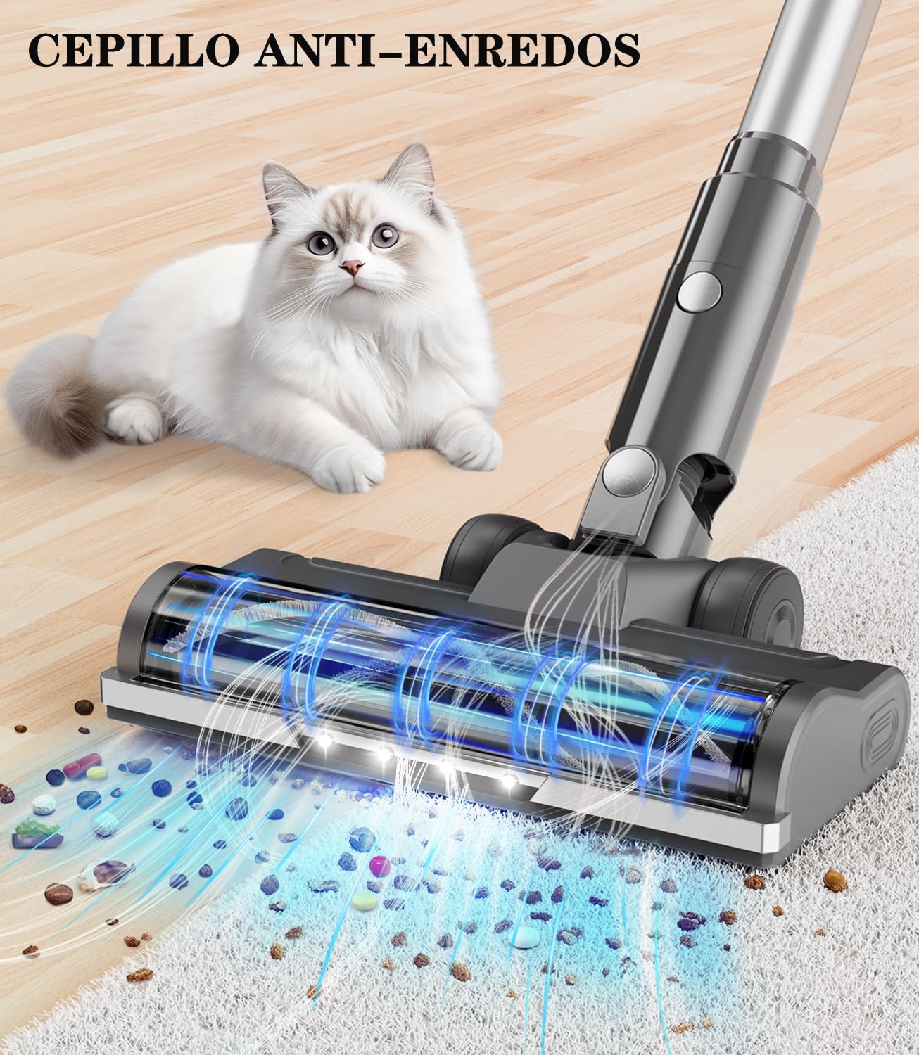Aspiradora inalámbrica con batería, aspiradora con batería, aspiradora de Varilla inalámbrica, aspiradora eléctrica con estación de Carga, Limpiador de vacío inalámbrico para Pelo de Animales