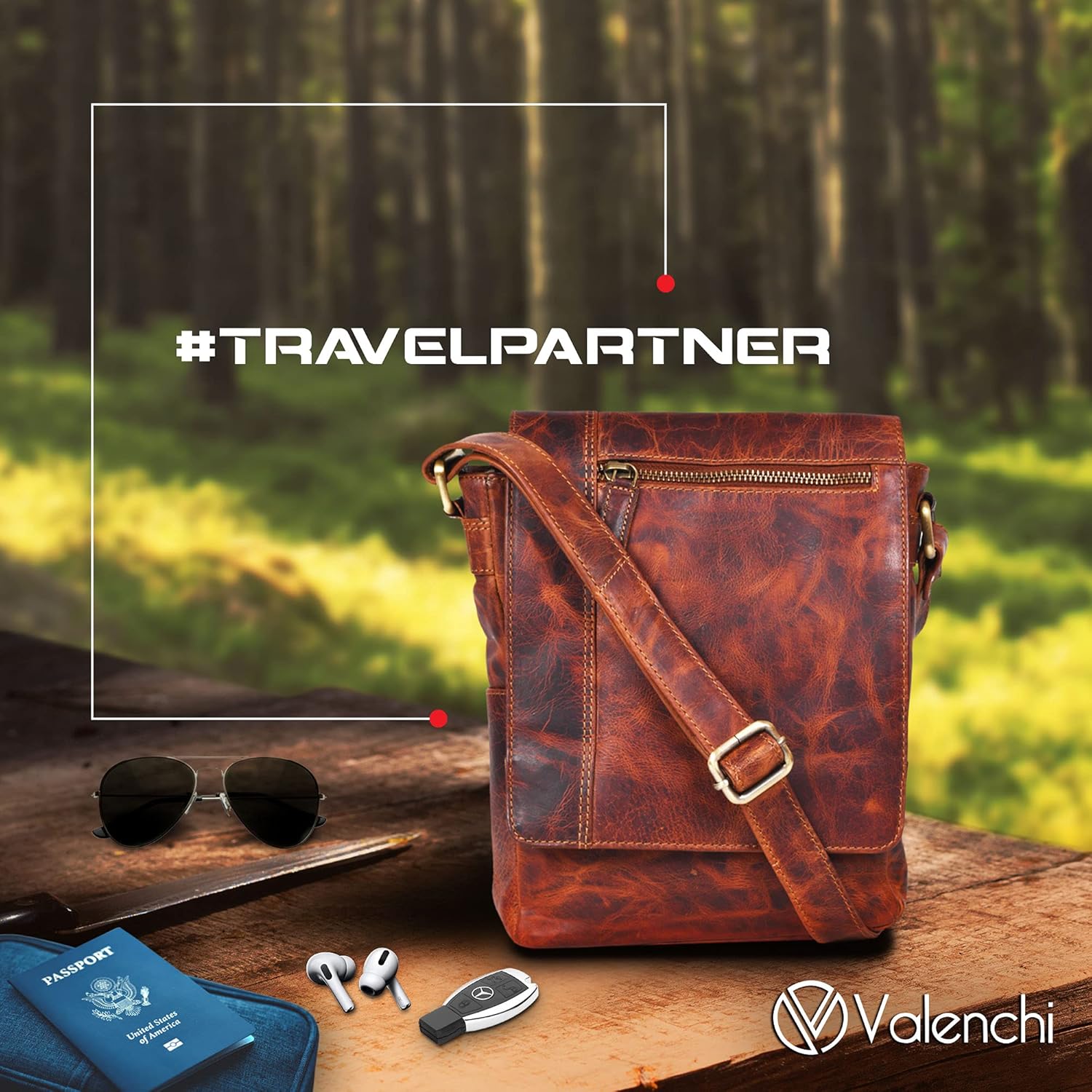 VALENCHI- Genuine Leather Medium Size Crossbody Messenger bag for Men & Women, Perfect Travel Partner - Image 6