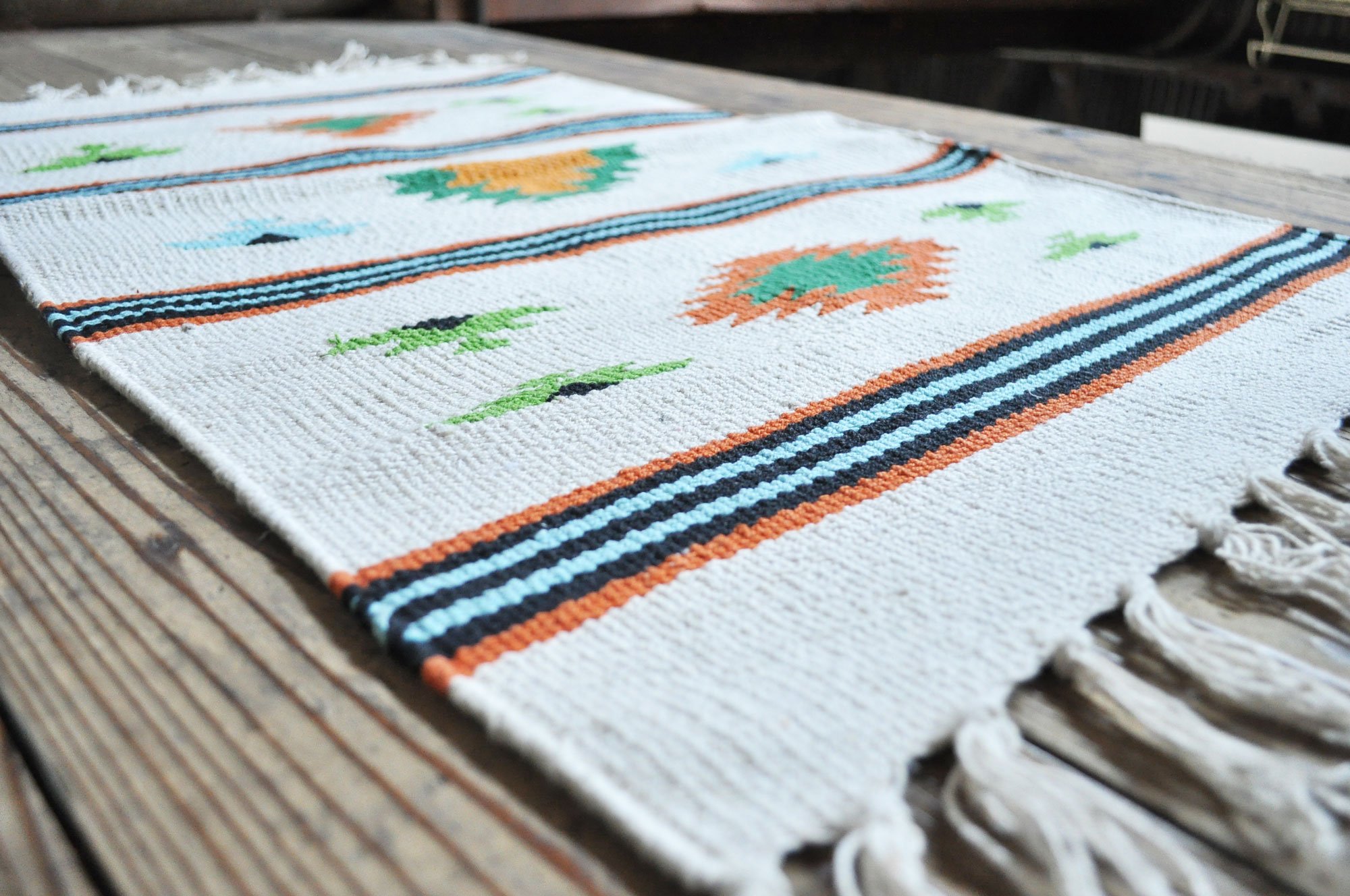 Amazon｜インド綿 ラグ ハーフラグ カットシャトル ネイティブ柄 F 90