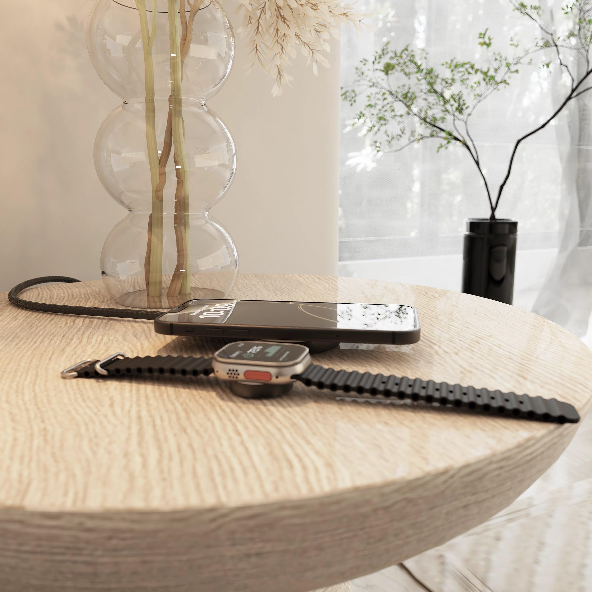 Zens Wireless Charging Cable Pro 2 Aluminium, Kabel USB-C 1 m, MagSafe i Qi2 15W, Kompatybilny z iPhone Air/17/16/15/14/13/12, AirPods i Apple Watch, Czarne
